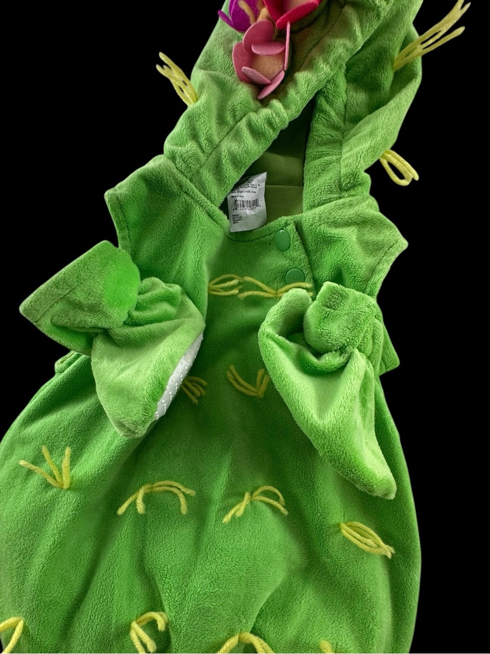 Green Cactus Hooded Halloween Costume with Flower Accent and matching booties - Picture 4 of 5